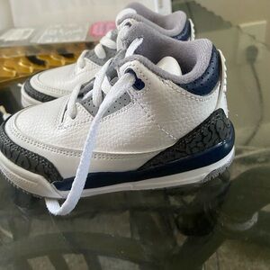 Jordan Kids White and Navy Sneakers